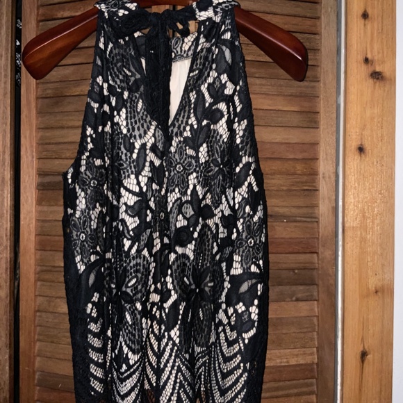 Black Lace Halter Top - Picture 2 of 4